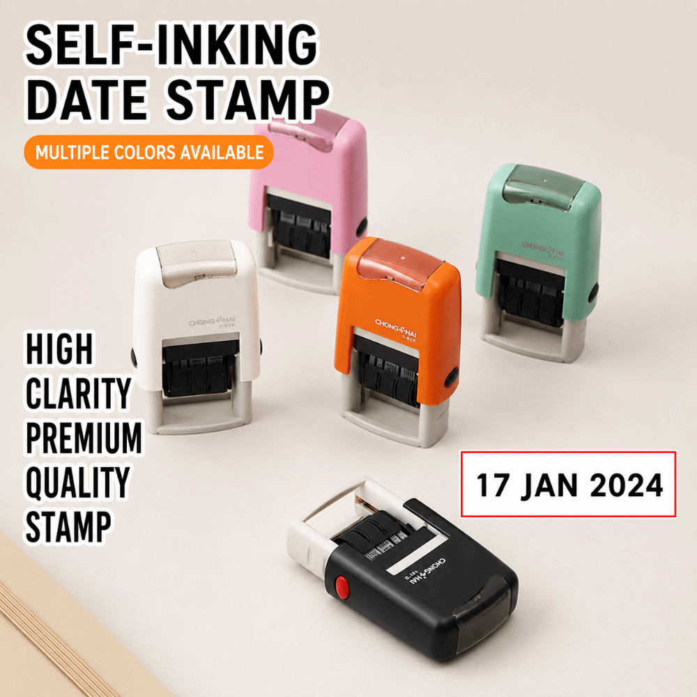 Rubber Date Stamp - Otomatik Mürekkep Geri Dönüşlü Gün-Ay-Yıl Veri